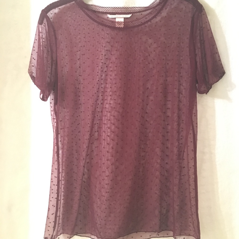 Sheer Mesh Polka Dot Top by VS